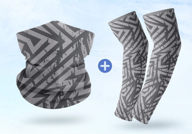 Cooling Neck Gaiter & Arm Sleeves - Sun-Protective Set for Outdoor & Beach