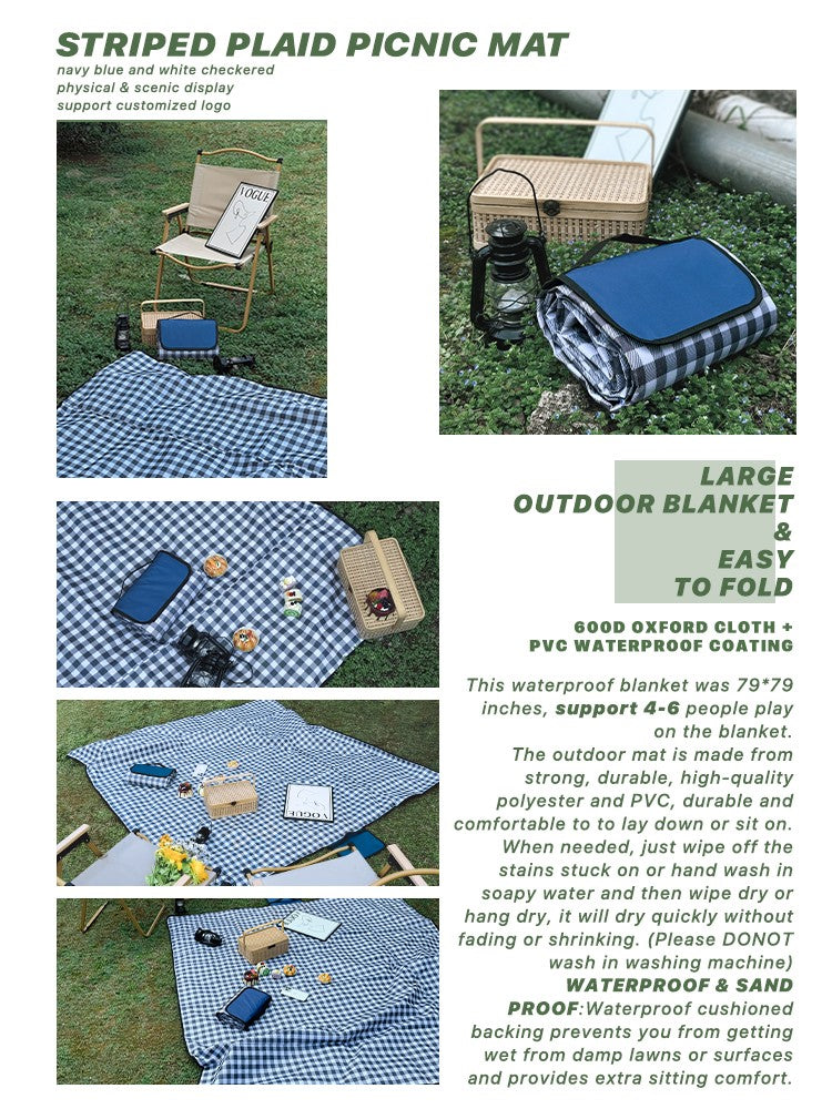 Foldable Waterproof Picnic Mat - Large Beach & Camping Blanket